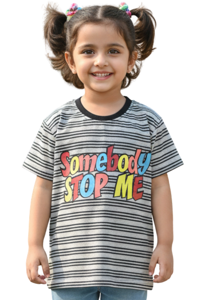 Somebody Stop Me" Striped Toddler Tee – Fun & Trendy Kids' Shirt