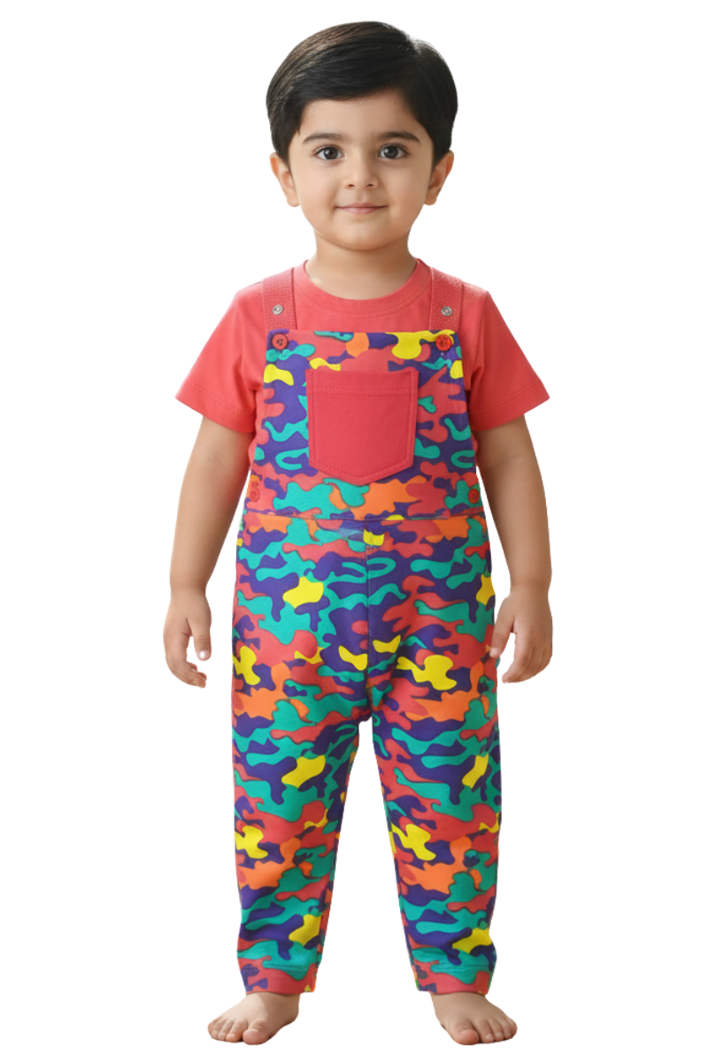 Vibrant Camo Dungaree Set – Stylish & Playful Outfit for Kids