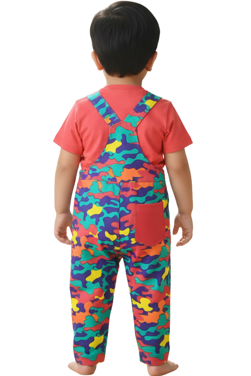 Vibrant Camo Dungaree Set – Stylish & Playful Outfit for Kids