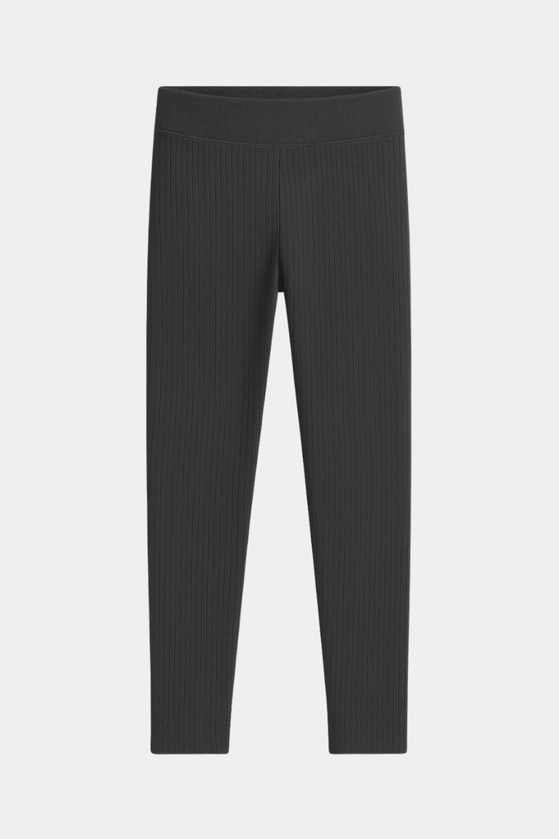 Essential Charcole Gray Ribbed Ankle Leggings