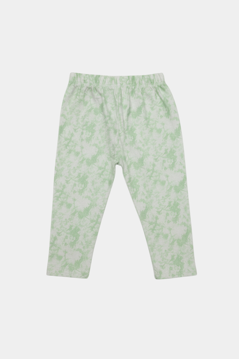Mint Green Printed Kids' Leggings