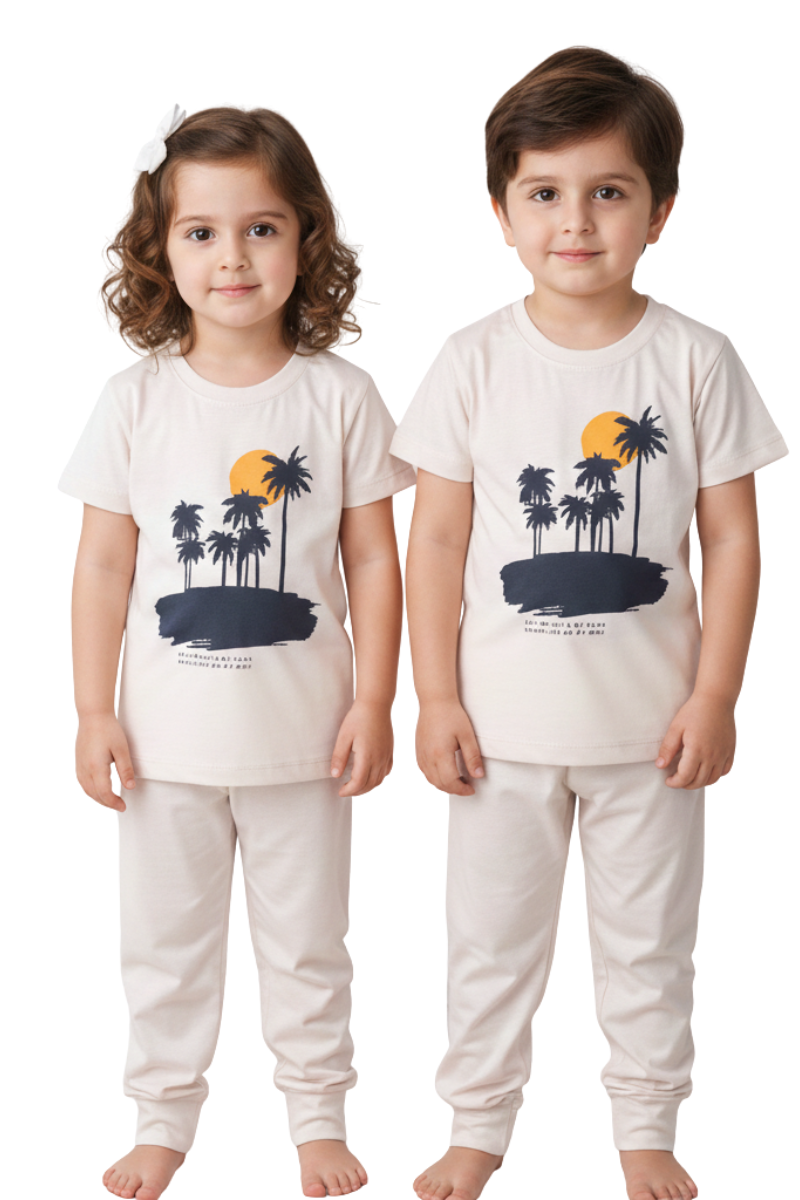 Sunset Palms Kids' Matching Pajama Set