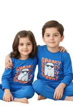 Spooky Cool" Kids' Lycra Jersey Pajama Set – Royal Blue