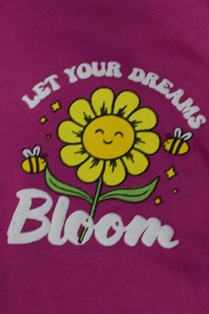 Magenta "Bloom" Graphic Fleece Joggers for Kids
