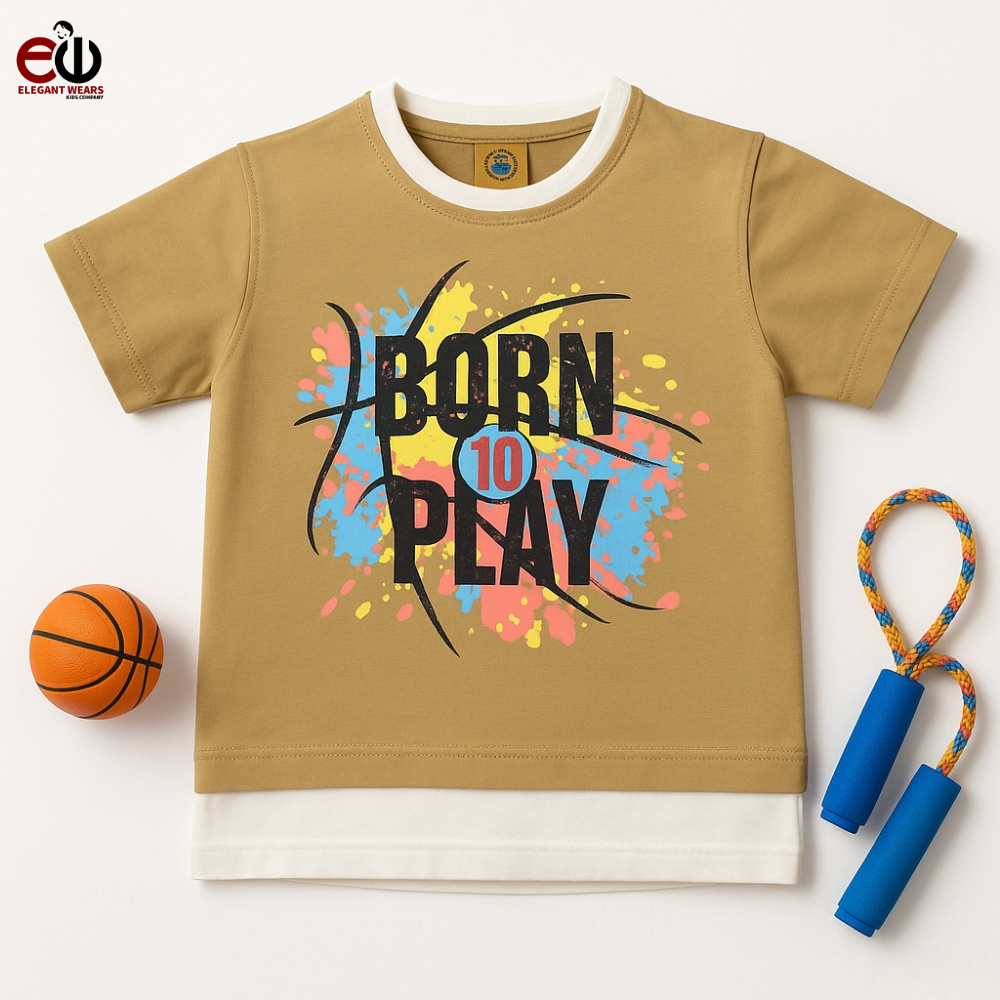 Boys Urban Edge 2-in-1 Tee & Shorts Set – Sand Hued 100% Lycra Cotton