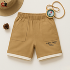 Boys Urban Edge 2-in-1 Tee & Shorts Set – Sand Hued 100% Lycra Cotton