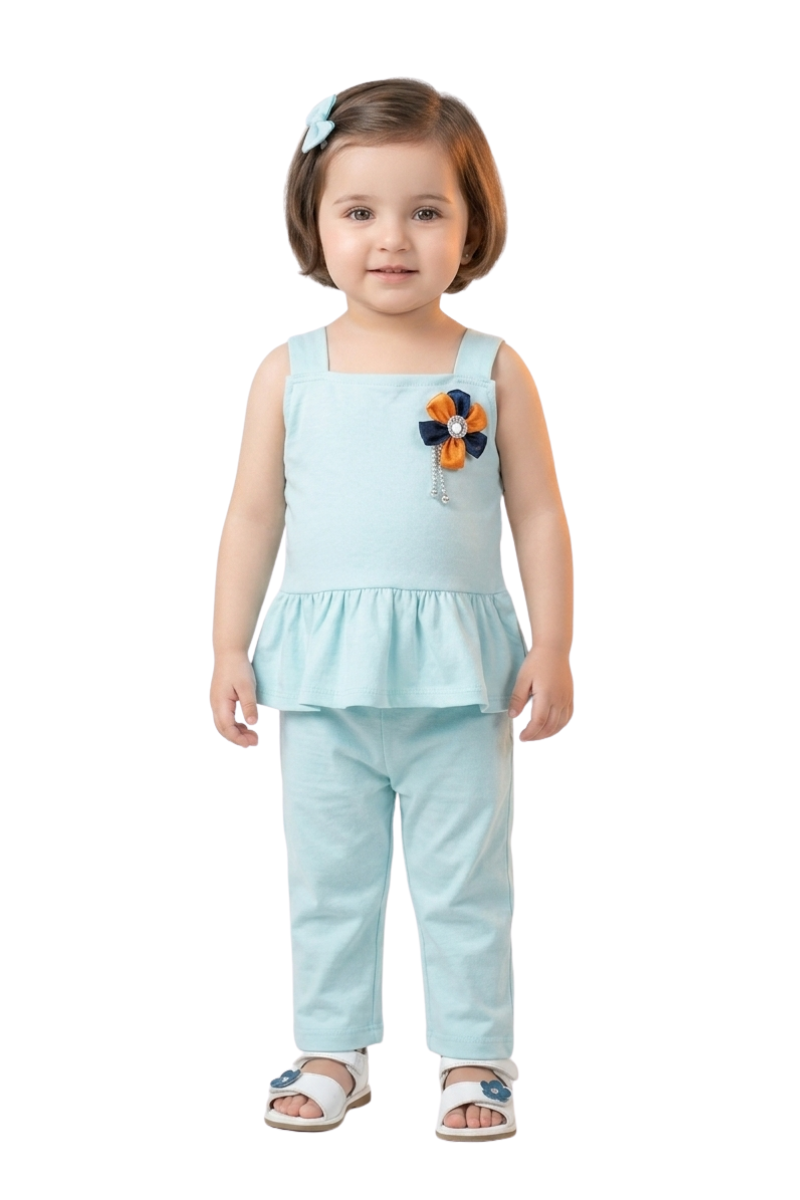 Baby Girls Premium Sky Blue Summer Co-Ord Set