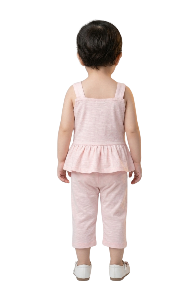 Infant Girls Soft Pink 2PC Outfit with Bow