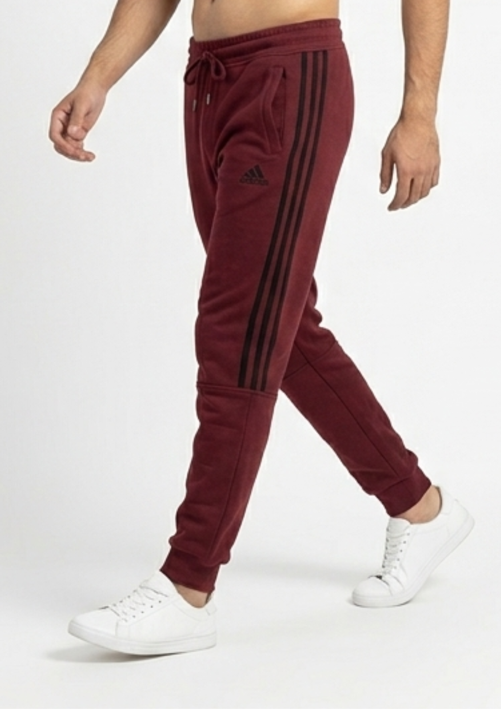 Men’s Red Terry Activewear Trousers – Adidas Logo, 240-260 GSM