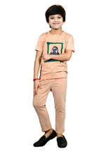 BOYS LYCRA JERSEY 2 PIECE SUITE PRINTED - PEACE COLOR