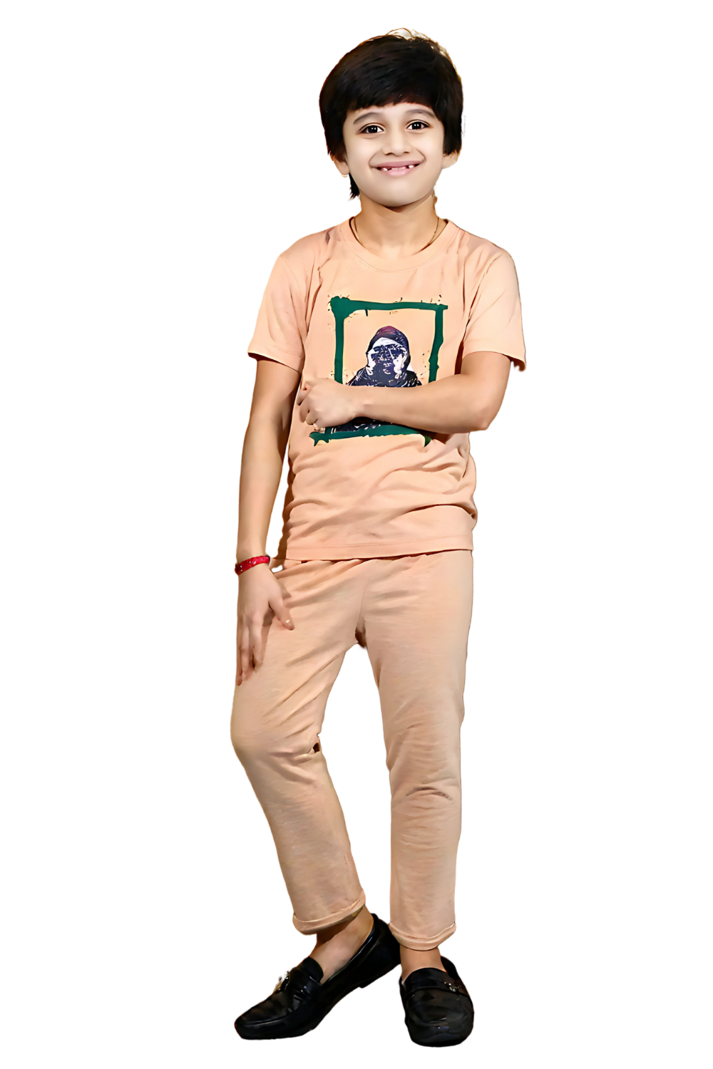 BOYS LYCRA JERSEY 2 PIECE SUITE PRINTED - PEACE COLOR