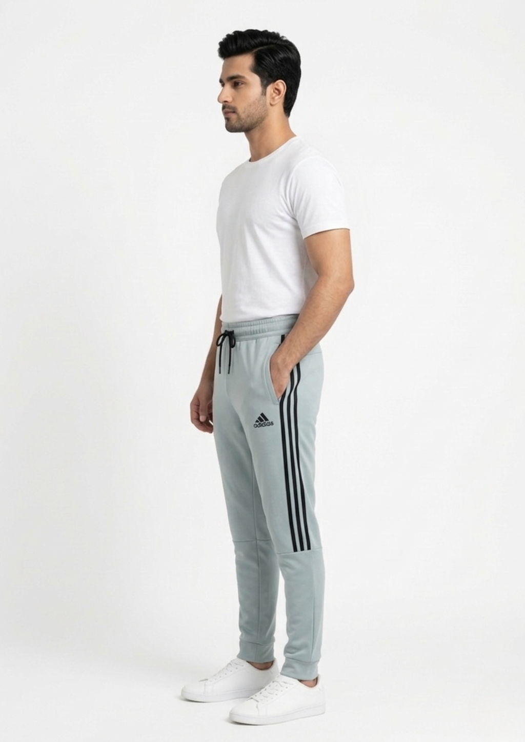 Men’s Mint Green Terry Activewear Trousers – Adidas Logo, 240-260 GSM
