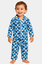 PURE COTTOON JERSEY PRINTED NIGHT SUIT FOR KIDS - BLUE