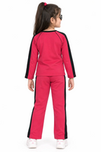 Girls Pink & Black Terry 2PC Tracksuit