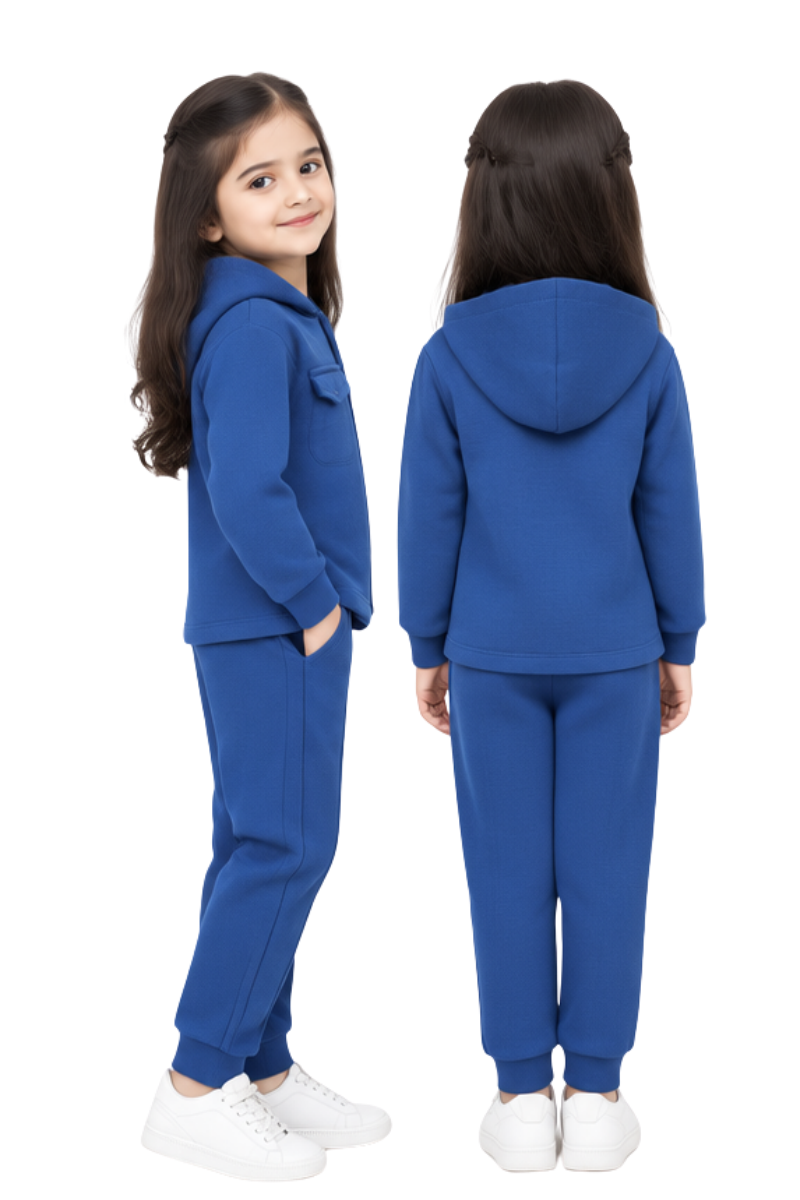Premium Kids Royal Blue Fleece Jacket & Joggers Set