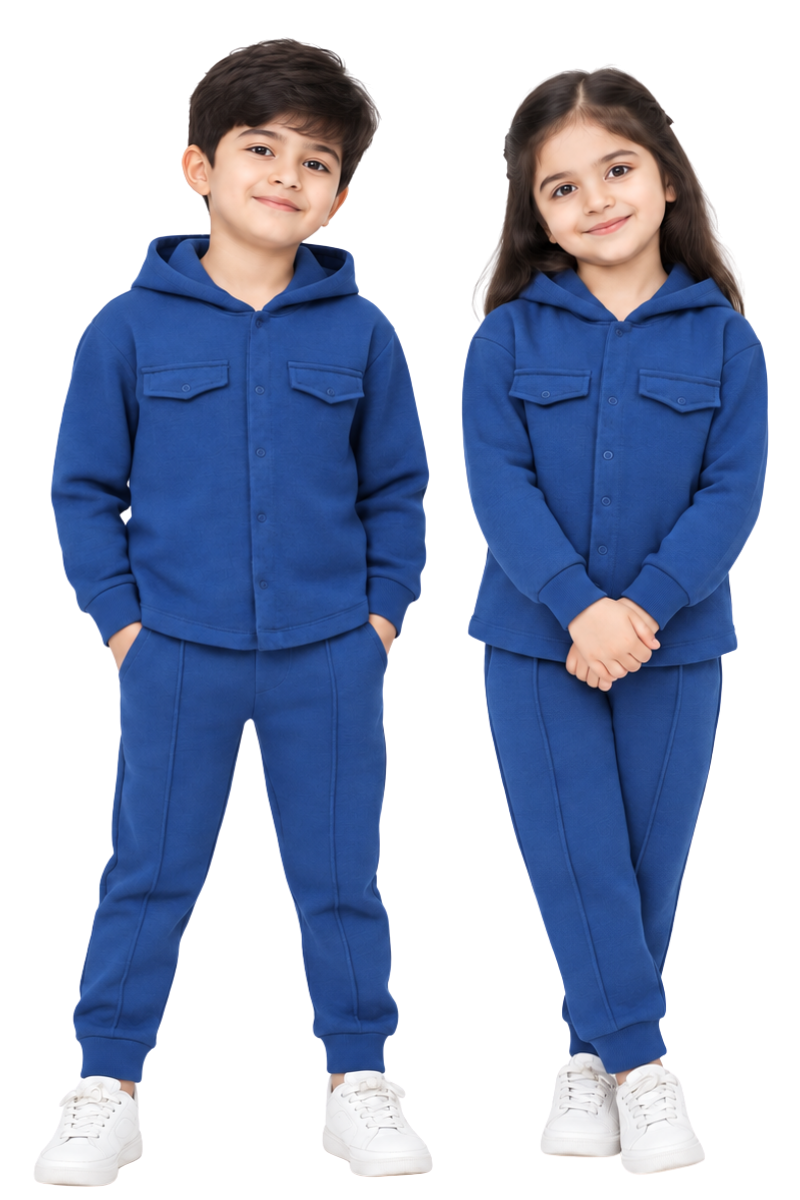 Premium Kids Royal Blue Fleece Jacket & Joggers Set