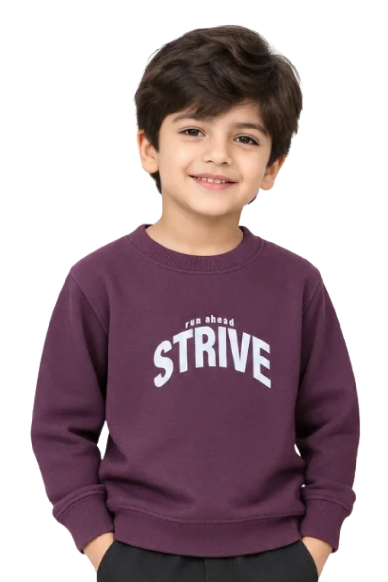 Boys' Deep Plum "STRIVE" Slogan Graphic Sweatshirt