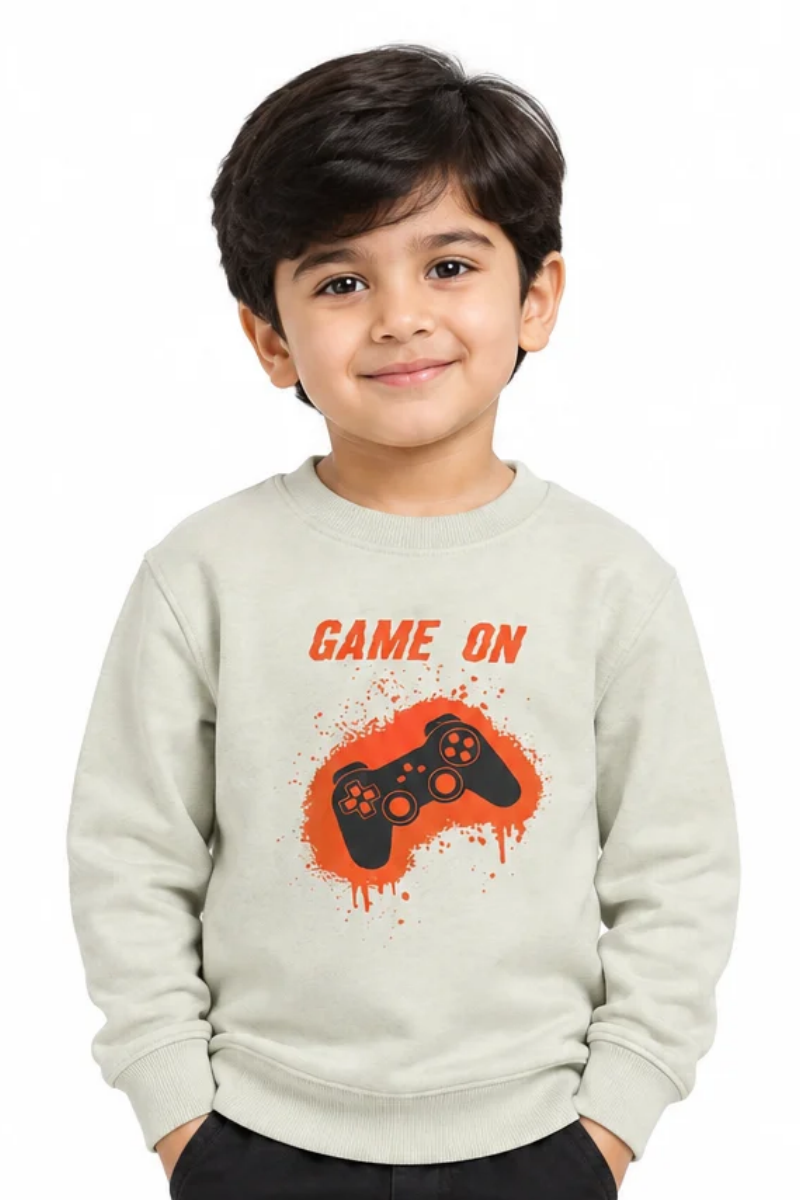 Kids Cream “Game On” Graphic Sweatshirt