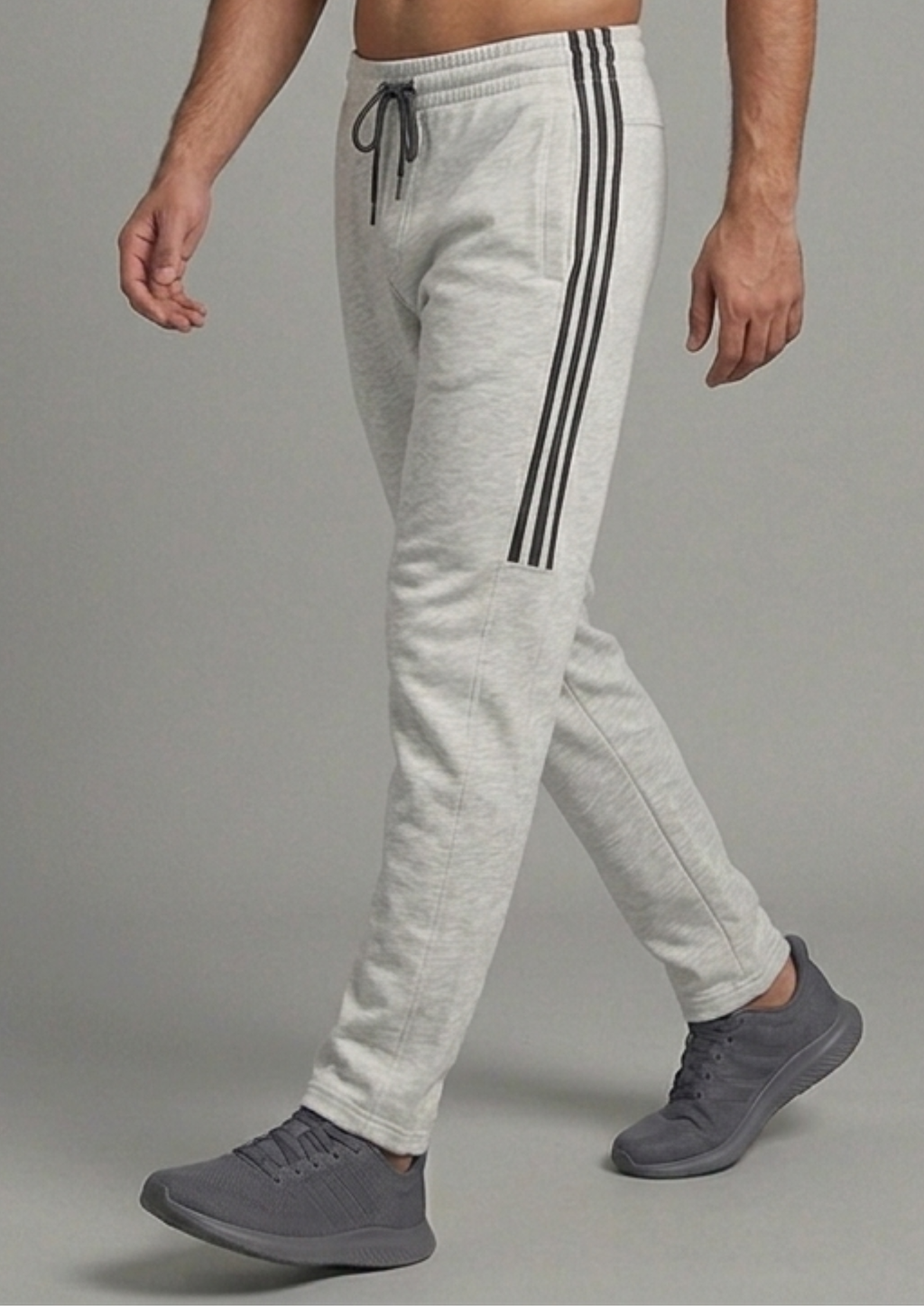 Men’s White Terry Activewear Trousers – Adidas Logo, 240-260 GSM
