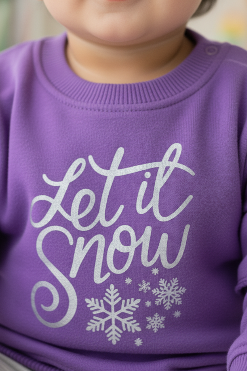 Baby Girls' Purple "Let It Snow" Ruffle Sleeve Sweatshirt