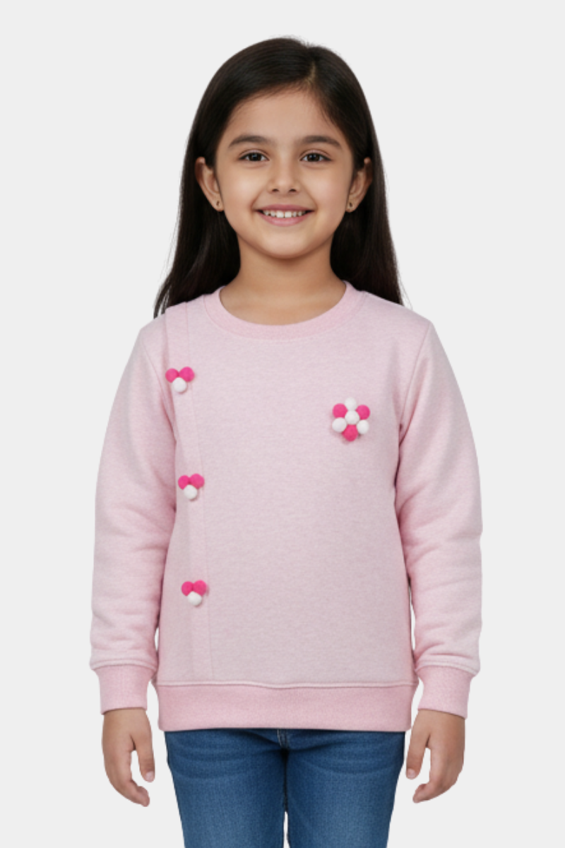 Little Blossom Pink Embellished Sweatshirt