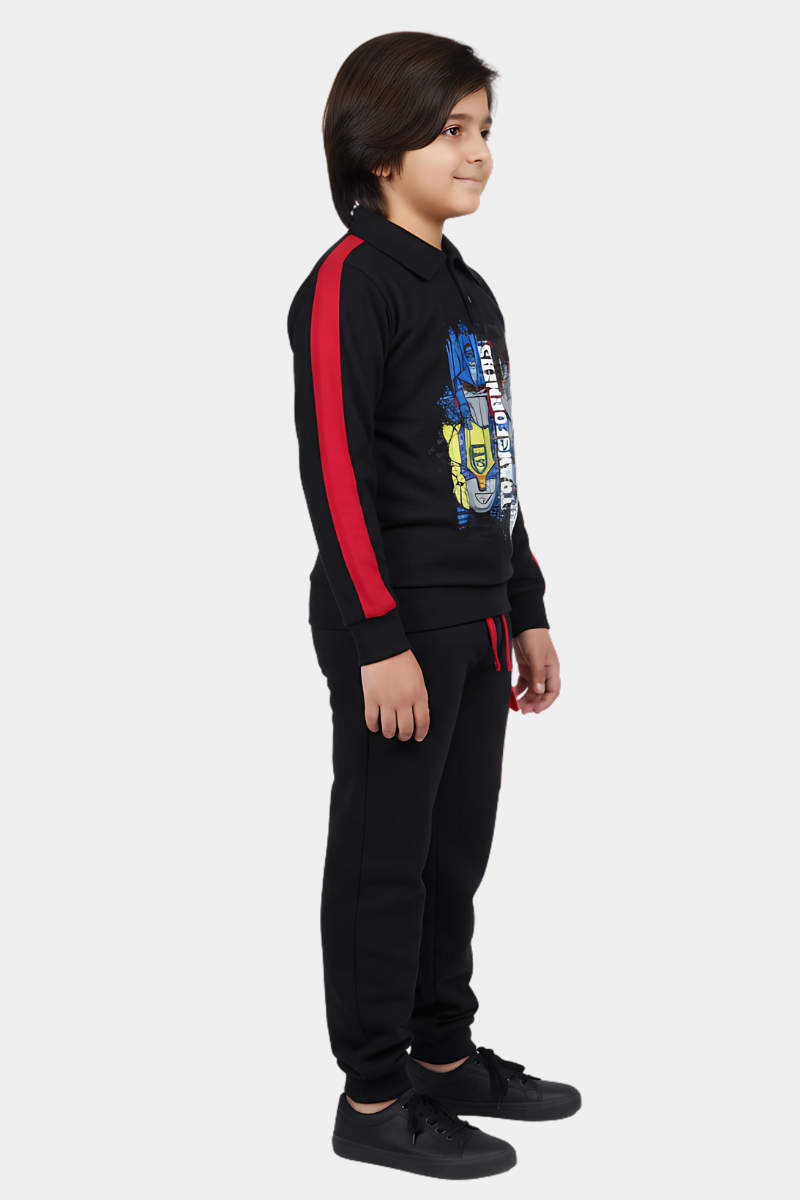 Boys' Transformers Graphic Black & Red Tracksuit | Autobots Athleisure Set