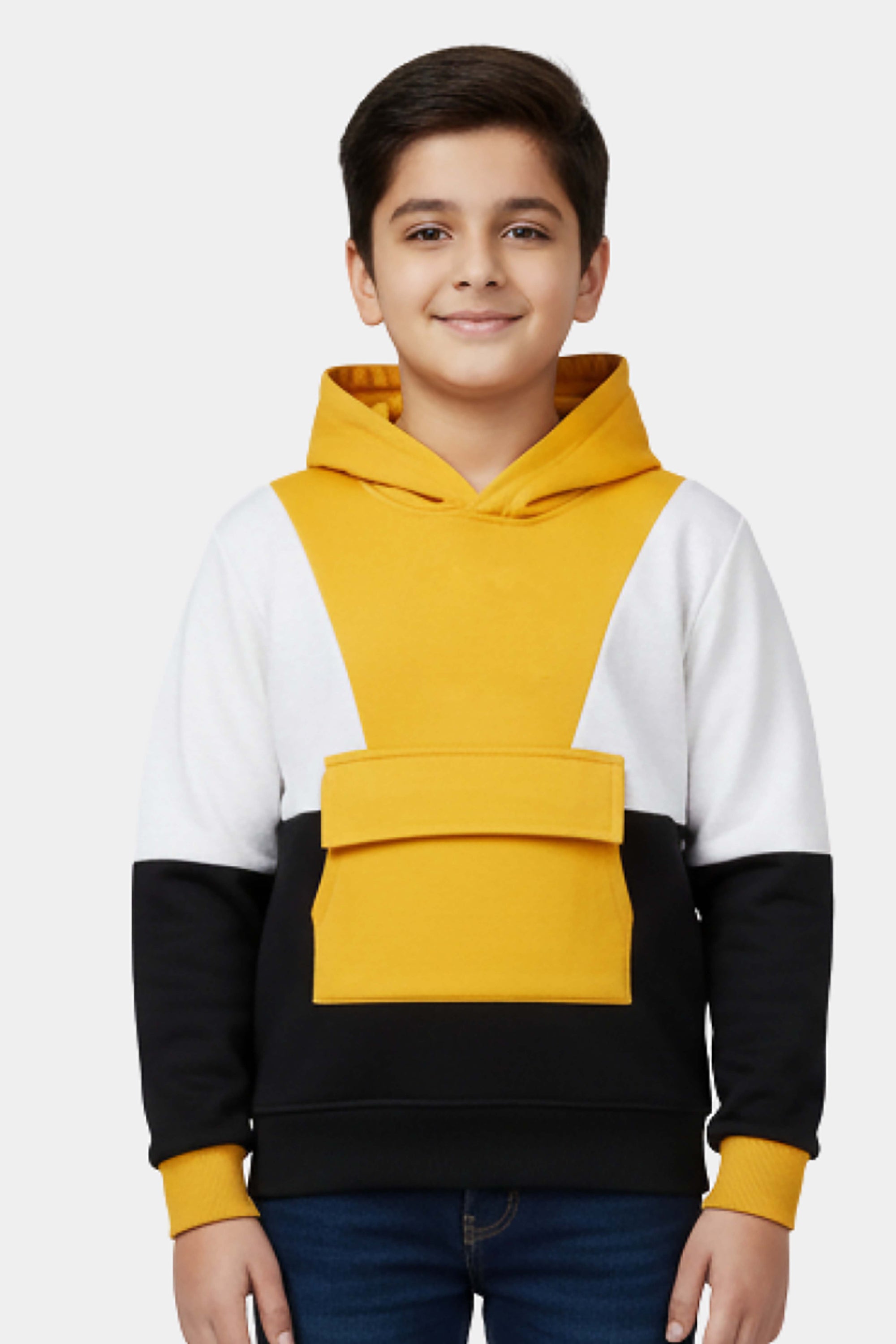 Boys' Bold Color Block Pullover Hoodie with Flap Pocket