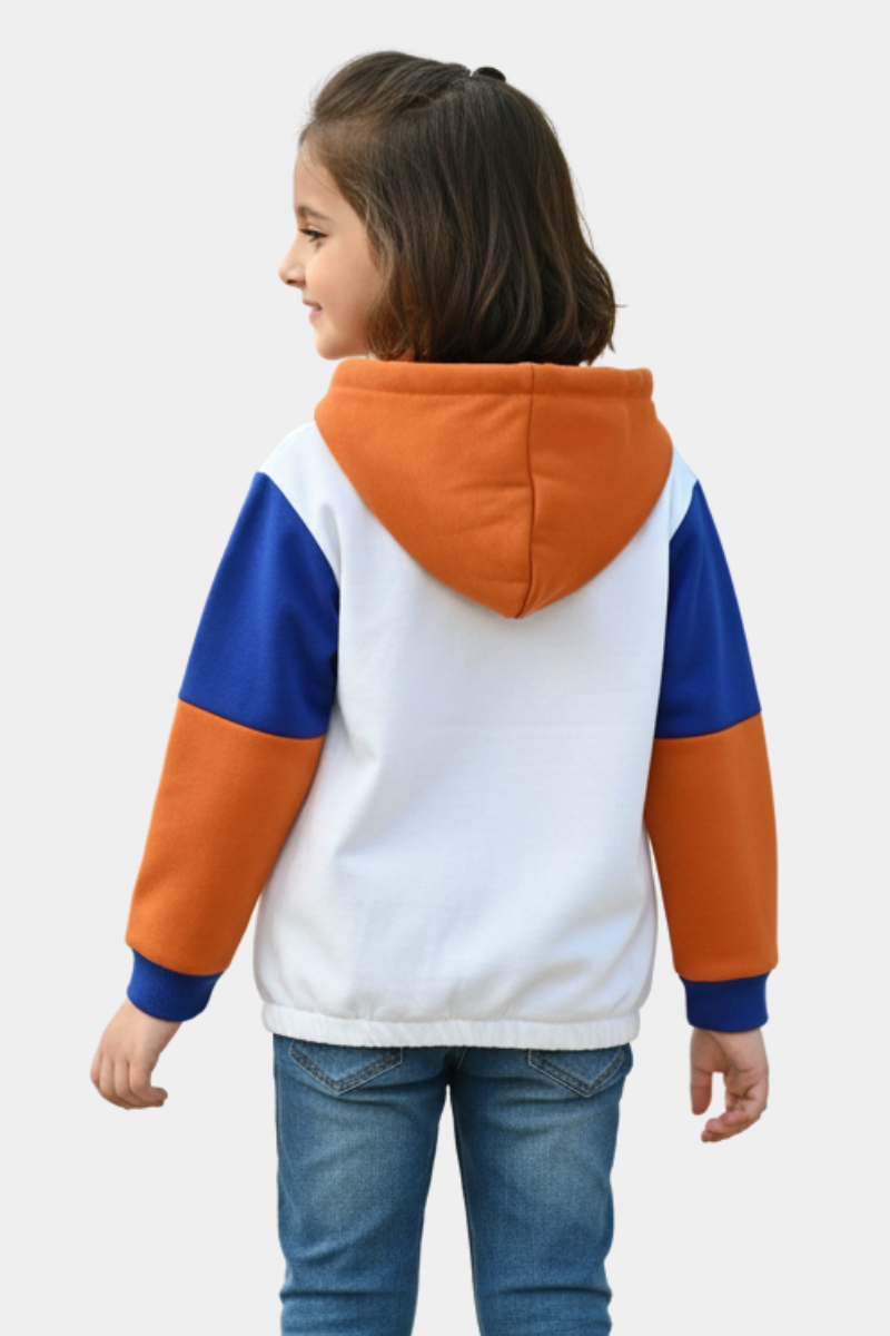 Kids' Color Block Fleece Hoodie with Quarter-Zip