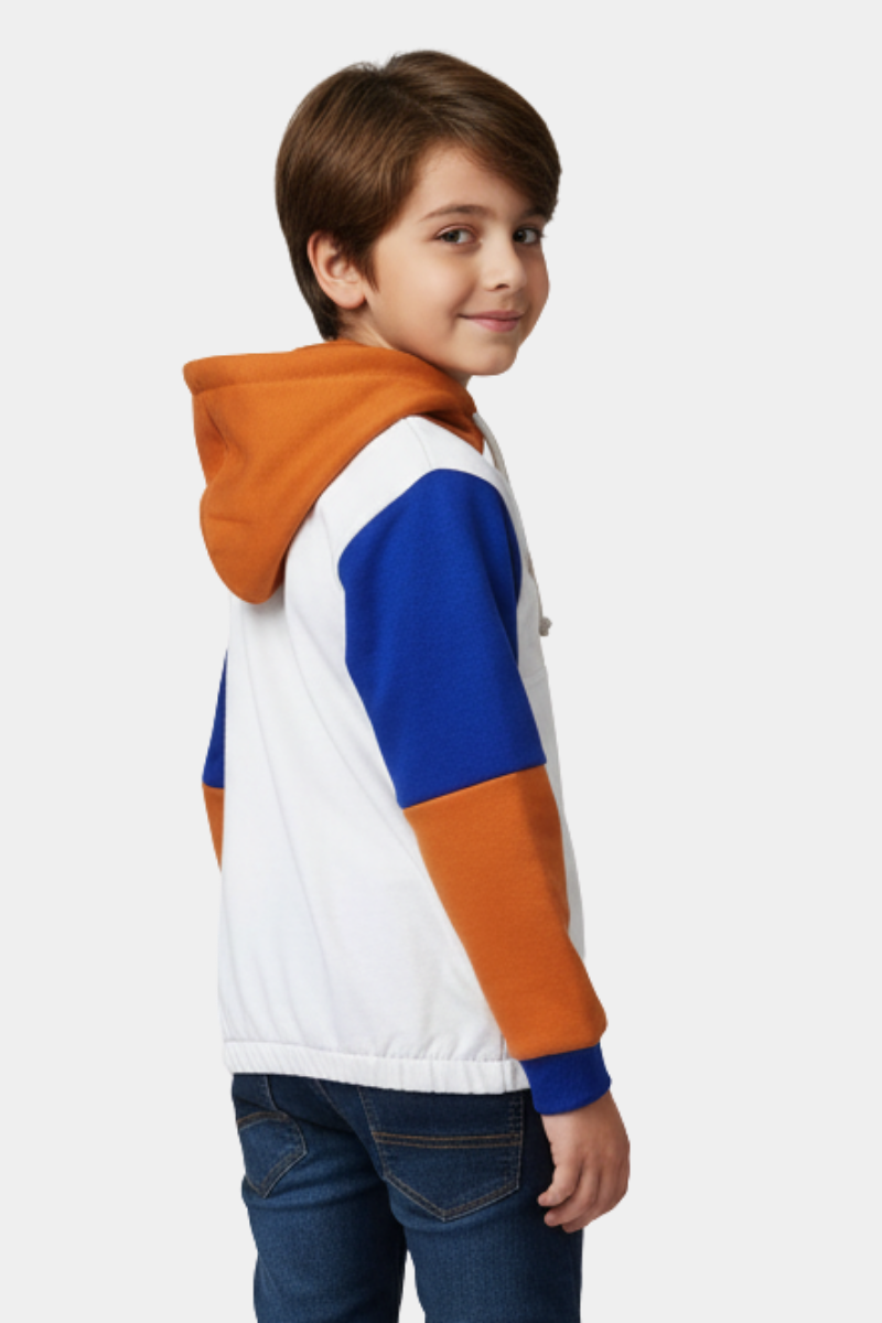 Kids' Color Block Fleece Hoodie with Quarter-Zip