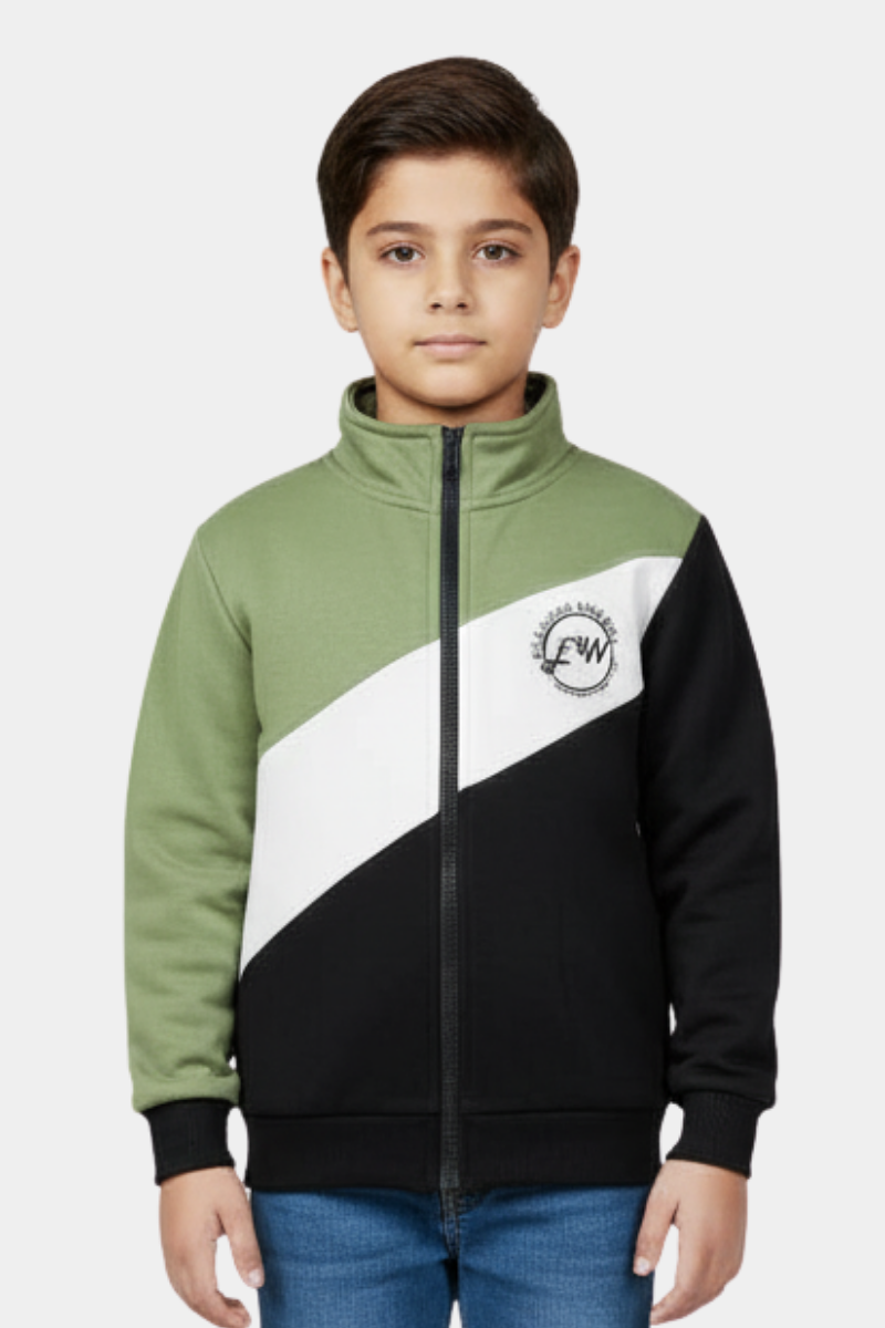 Chic Colorblock Full-Zip Mockneck for Boys