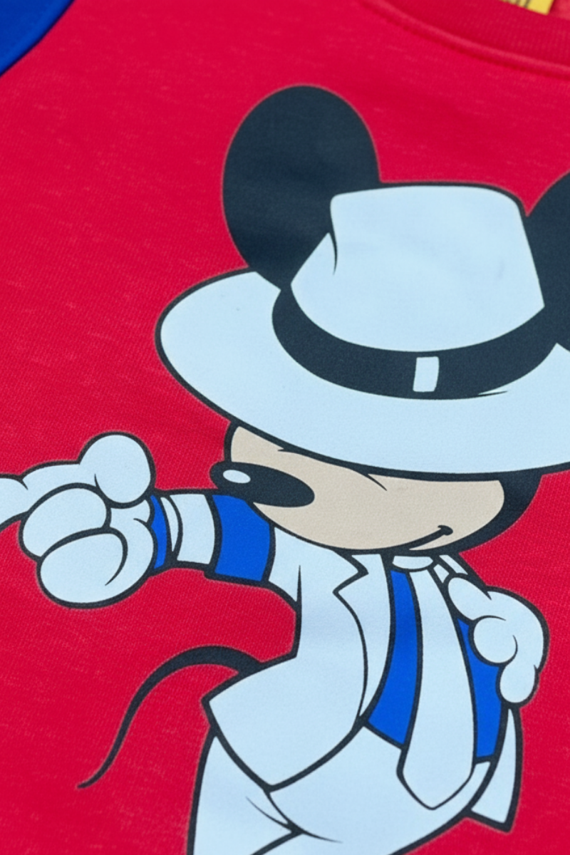Smooth Criminal" Mickey: Kids' Iconic Red & Blue Sweatshirt
