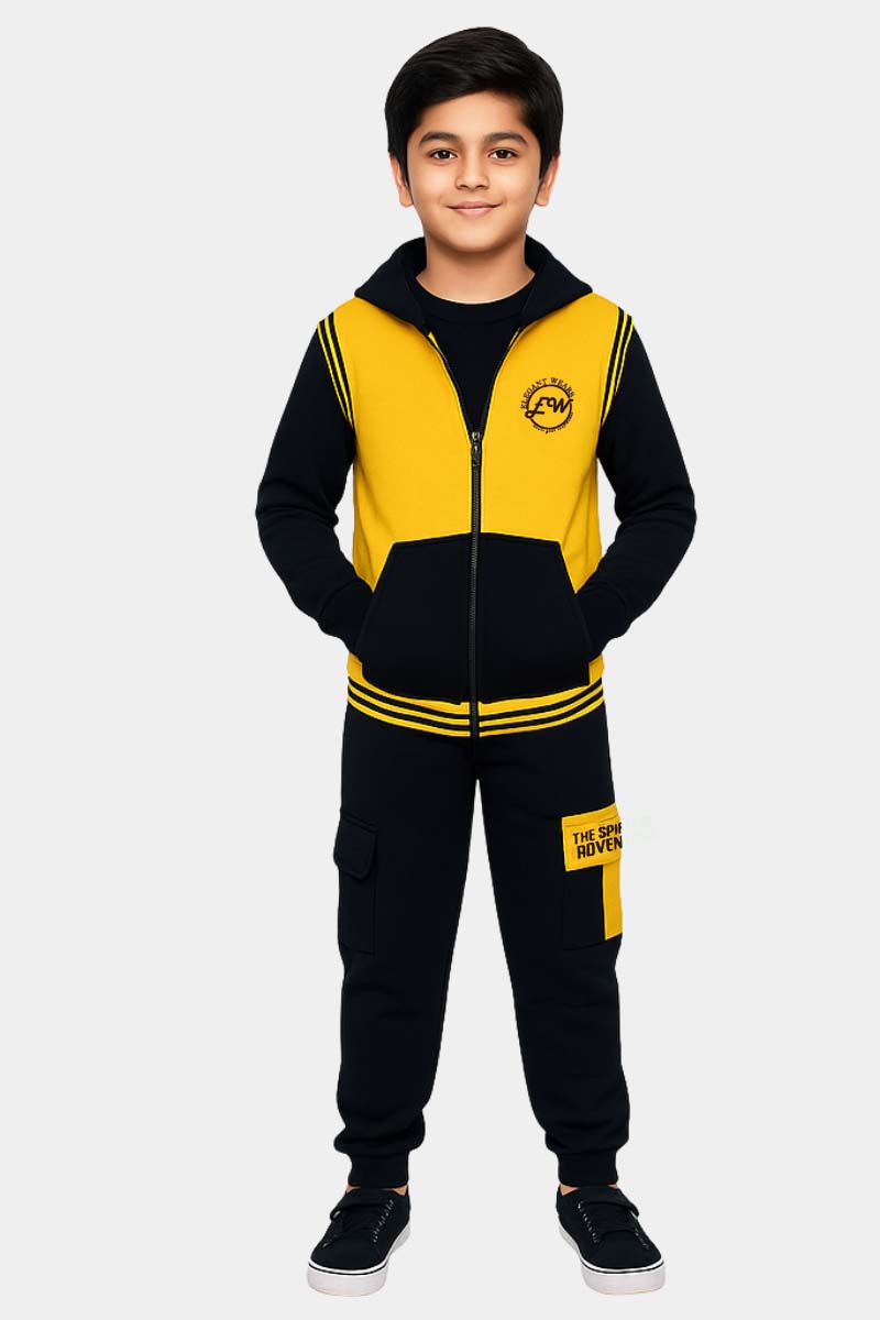 Boys' Athletic Color Block Full-Zip 3pc Hoodie & Cargo Jogger Set