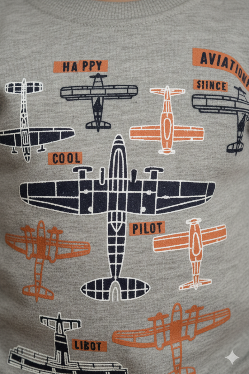 Baby/Toddler Airplane Print Grey Sweatshirt | Little Pilot Top