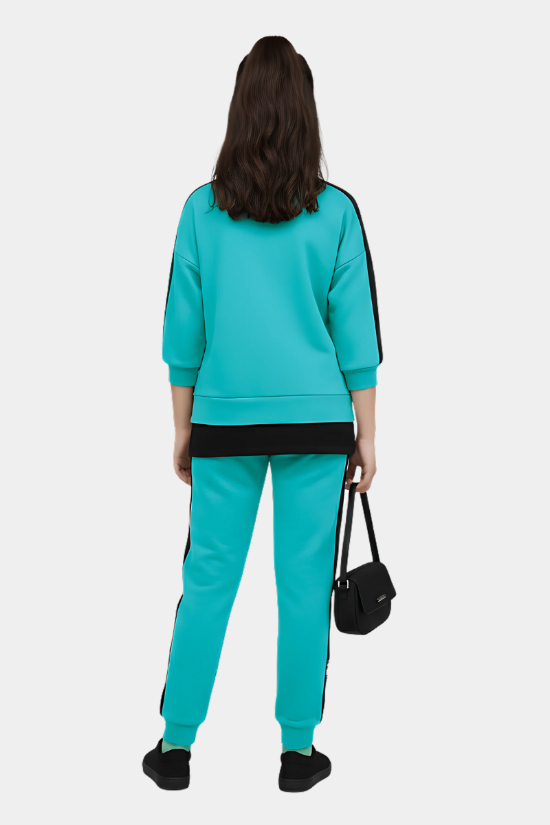 Sporty Disney Princess Aqua & Black Jogger Set for Girls