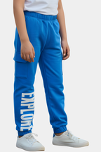 Kids' "EXPLORE" Blue Cargo Joggers | Adventure-Ready Track Pants
