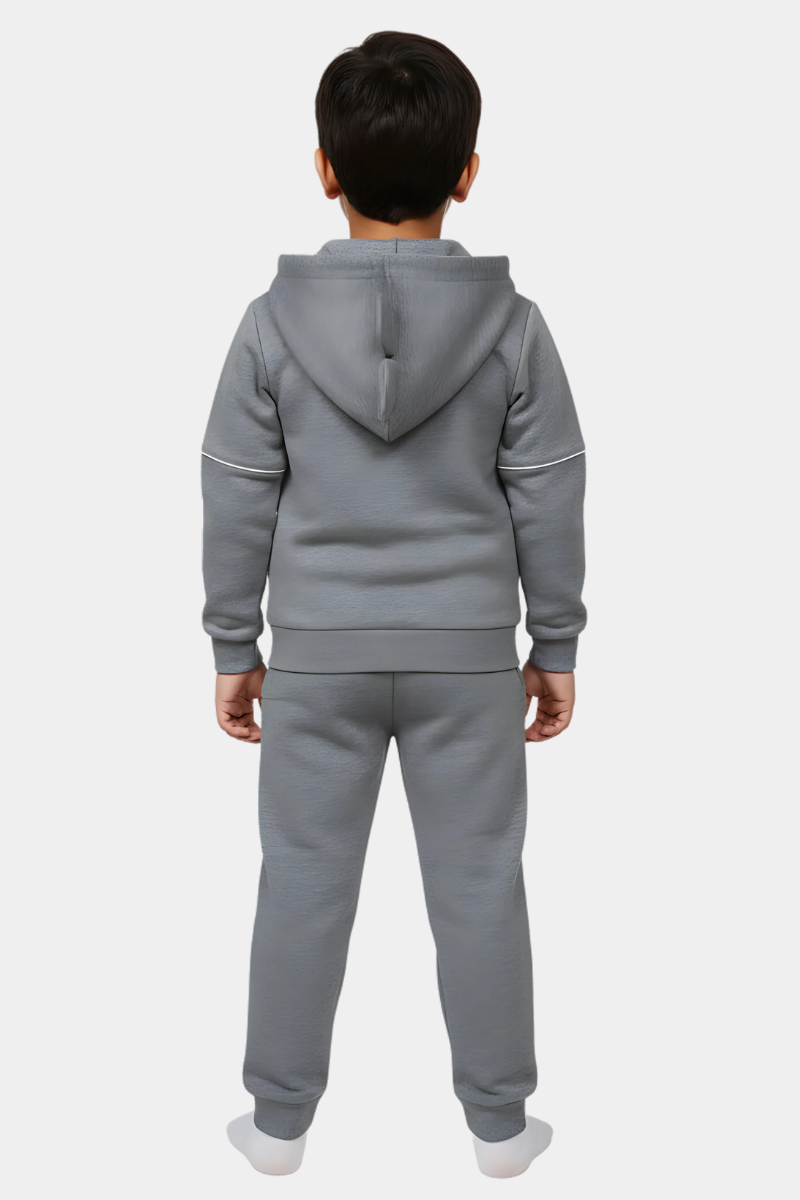 Boys' Grey "Warmed Up & Chill" Zip-Up Tracksuit
