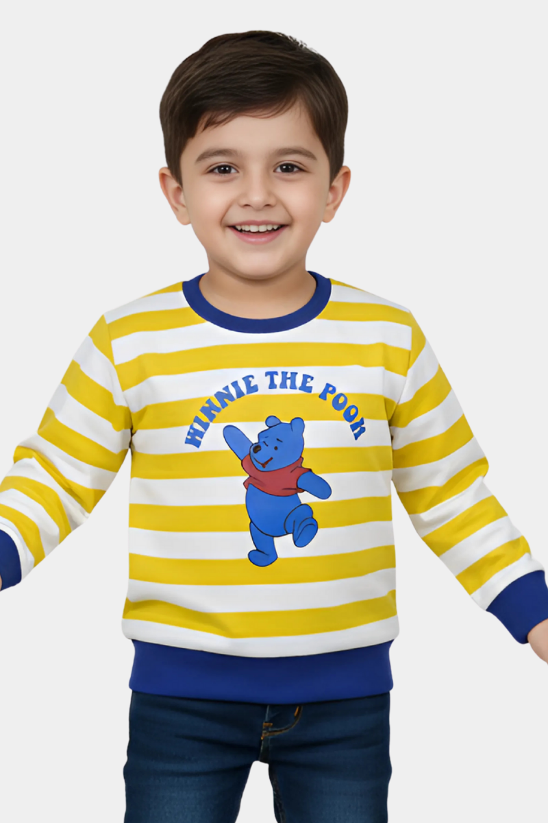 Kids' Winnie The Pooh Blue & Yellow Stripe Sweatshirt