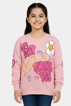 Girls' Pink Graffiti Art Sweatshirt | Bold Graphic Crewneck