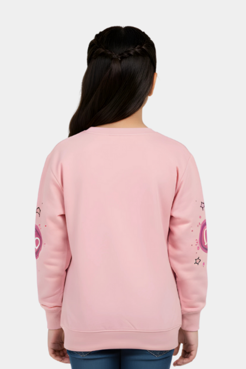 Girls' Pink Graffiti Art Sweatshirt | Bold Graphic Crewneck