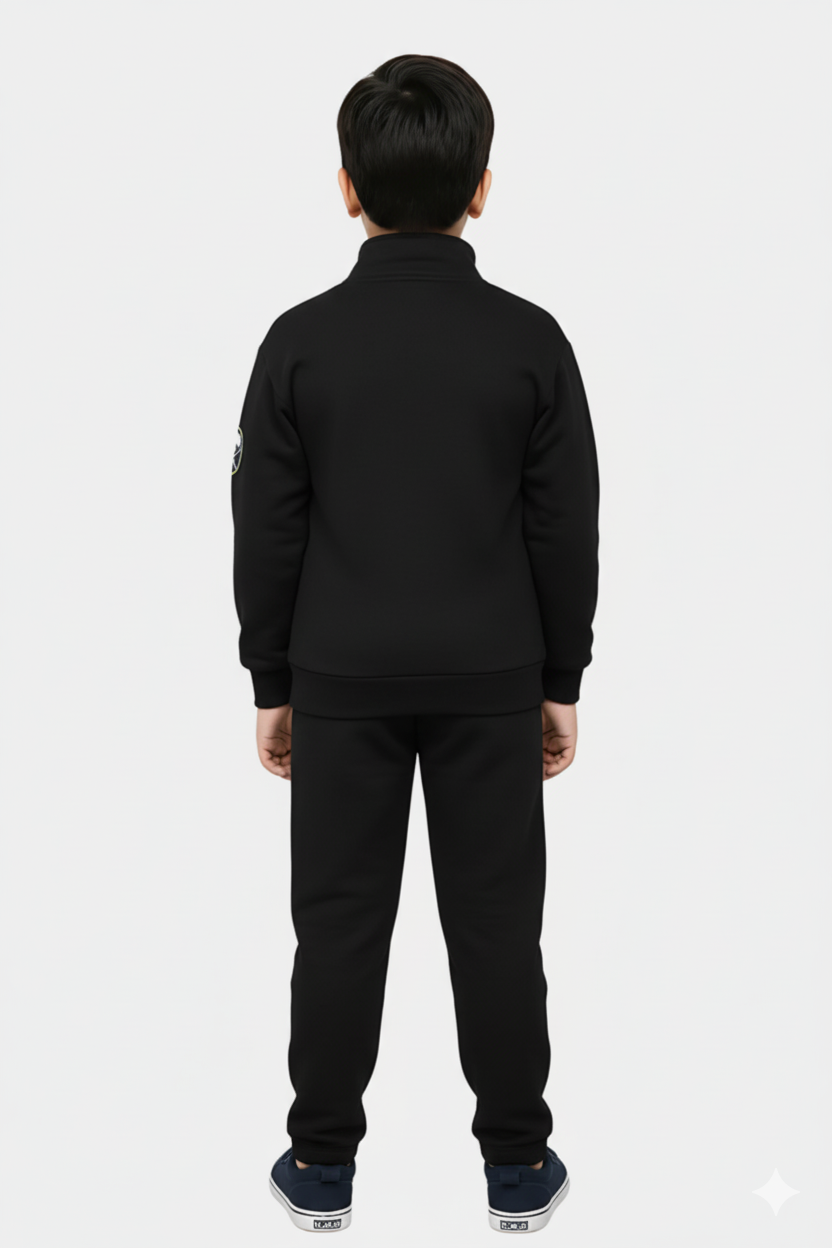 UNISEX MOCKNECK 2PC FLEECE SUIT - BLACK