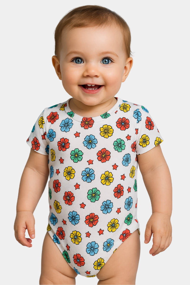 Colorful Floral Printed Baby Romper
