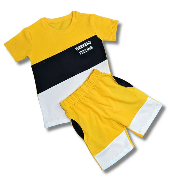 Yellow 3 contrast stylish suit for boys