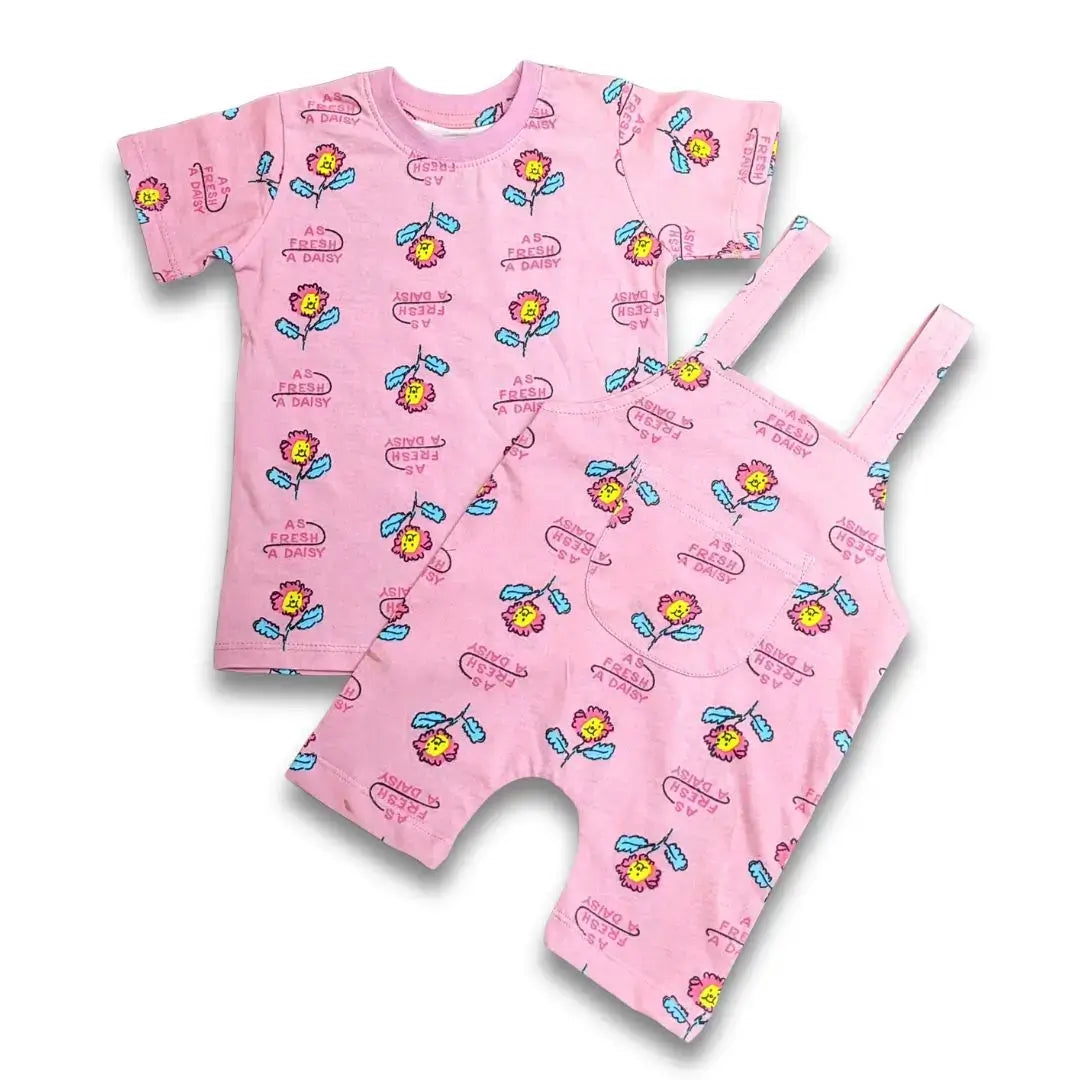 As Fresh as a Daisy – Cute Pink Dungaree Set for Girls