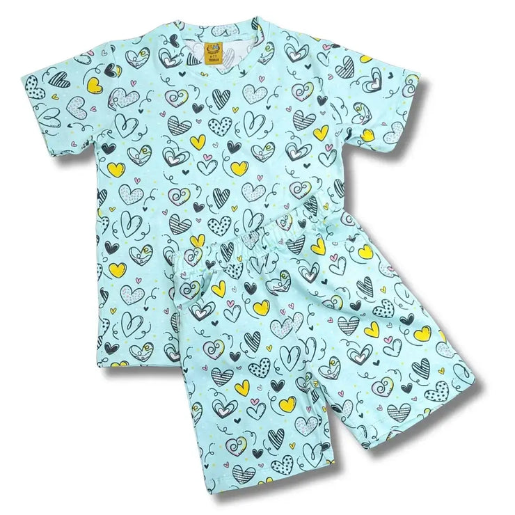 Beautiful hearts all over printed Summer suit for Kids Boys and Girls