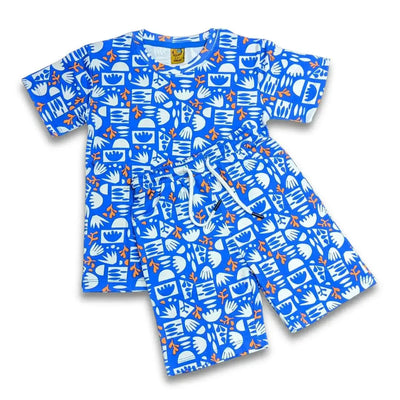 Bluish All over printed summer suit for kids