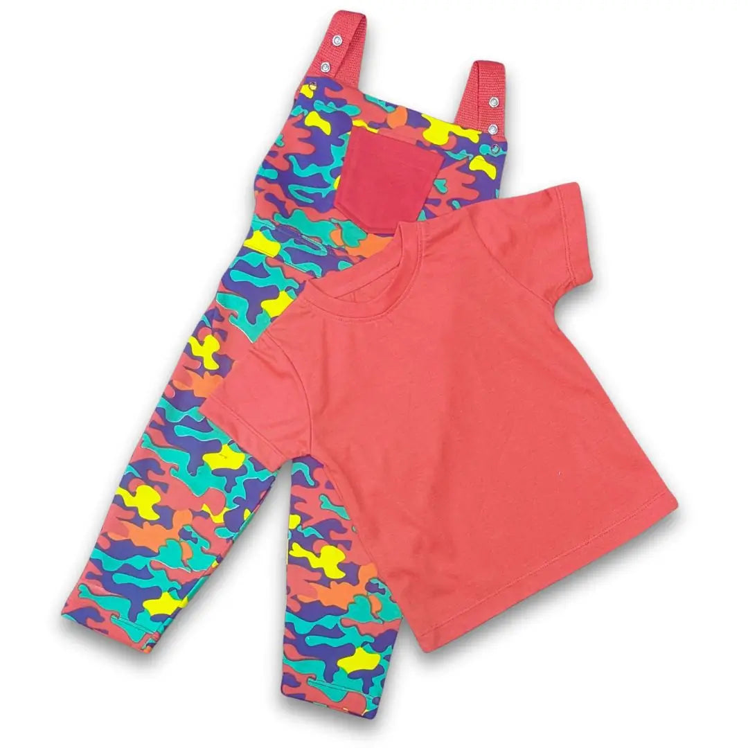 Vibrant Camo Dungaree Set – Stylish & Playful Outfit for Kids