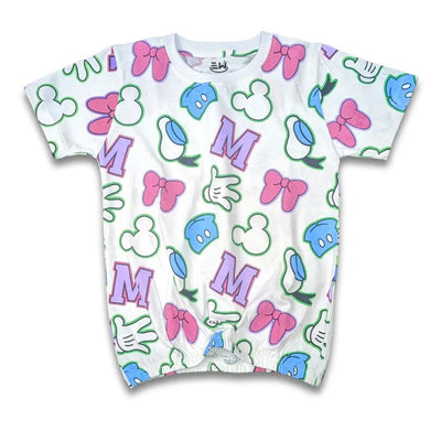 Girls all over printed Minnie white tee