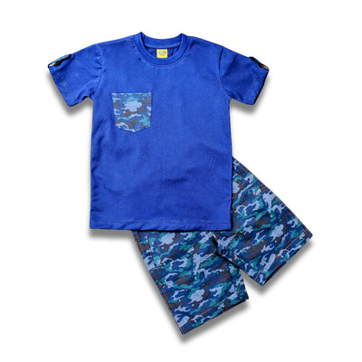 Neavy Tee With Camo Short For Boys